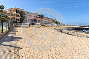 Hotels at the beach in Corralejo on Fuerteventura