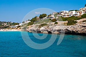 Hotels and the beach - view at Cala Romantica