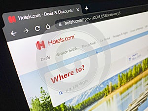 Hotels.com web page on a computer screen