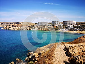 Hotels of Ghajn Tuffieha bay, Malta photo