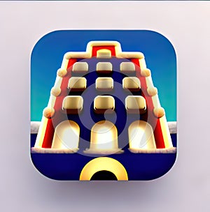 Hotels & Holiday Rentals Software App Icon. Generative AI.