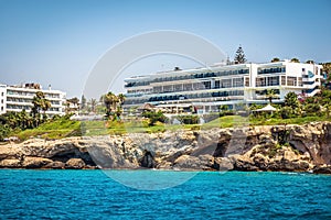 Hotels on the shoreline of the Maediterranean Sea. Ayia Napa, Cyprus