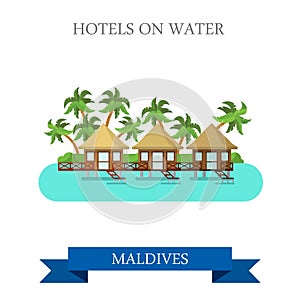 Hotels on Water Maldives vector flat attraction sightseeing