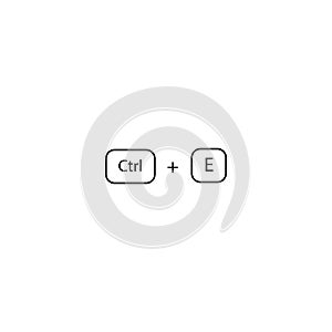 Hotkey combination Ctrl + E sign. Opens the Search panel, Align text to center sign eps ten photo
