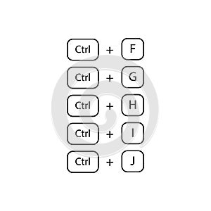 The hotkey combination is Ctrl + F, G, H, I, J sign. Find a character,  Opens the Favorites panel, search for text on an open page