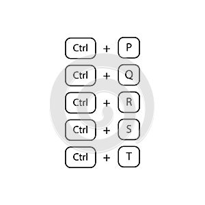 Hotkey combination Ctrl + P,Q,R,S,T sign. Print sign.  Exit sign. EPS TEN photo