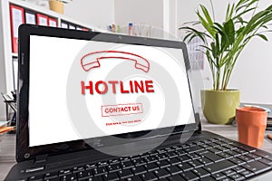 Hotline concept on a laptop