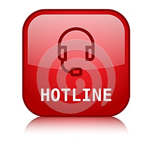HOTLINE red square vector web button with reflection