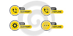 Hotline support service. Concept of consultation. Online assistant. Virtual technical support service. Vector illustration