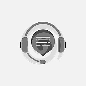 Hotline support service with headphones icon isolated on white background. Vector illustration.