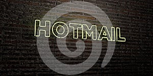 HOTMAIL -Realistic Neon Sign on Brick Wall background - 3D rendered royalty free stock image