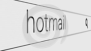 Hotmail - Typing the most searched words in the search bar concept