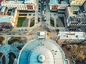 Hoto of the city from a bird`s-eye view.