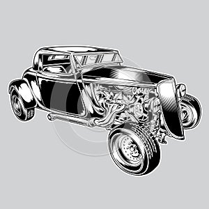 HotRod Car Classic Balck Vintage eps