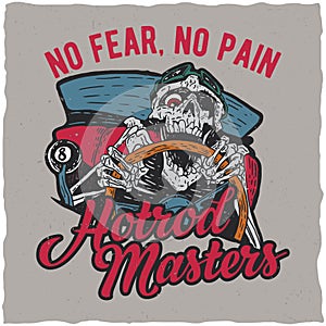 Hotrod masters t-shirt label design template