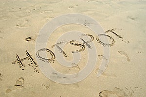 Hotspot written in sand photo