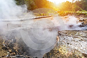 Hotsprings Of The Lake Furnas. Sao Miguel, Azores. Lagoa das Furnas Hotsprings. SÃ£o Miguel, Azores, Portugal. Steam venting at