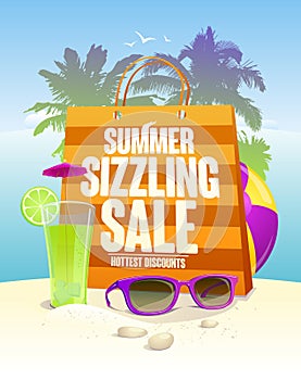 Hottest summer sizzling sale design with shopping bag photo