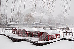 Houhai lake after snow