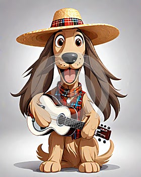 Hound dog guitar player singing blues music