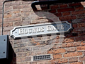 Hounds Gate road sign in Nottingham