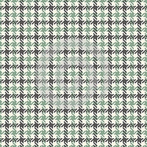 Hounds tooth check fashion in grey and green. Seamless textured decorative tweed art background graphic for dress, jacket, skirt.