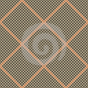 Hounds tooth plaid in brown  orange  beige. Tattersall seamless abstract glen vector background pattern for skirt  jacket.