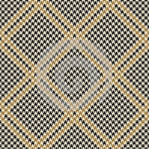 Hounds tooth textile pattern vector in black and gold. Seamless abstract check plaid tweed background for skirt  jacket.