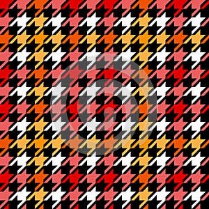 Houndstooth checkered seamless pattern in red yellow black and white, vector photo