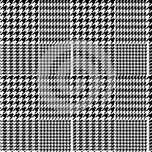 Houndstooth geometric plaid seamless pattern in black and white, vector photo