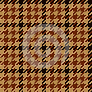 Houndstooth geometric plaid seamless pattern in brown and beige, vector