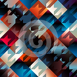 Houndstooth pattern on blue geometric background