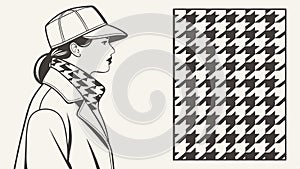 Houndstooth pattern, classic textile design vector design Generative AI