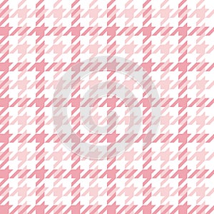 Houndstooth pattern in pink and white for spring autumn winter. Seamless light pastel dog tooth vector illustration for scarf.