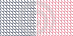 Houndstooth patterns spring summer in grey pink white. Seamless dog tooth traditional classic vector check backgrounds for coat.