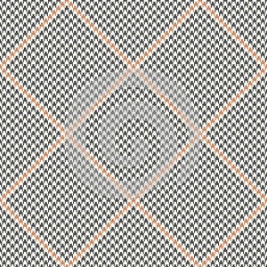 Houndstooth plaid pattern vector in grey and beige. Seamless checked background graphic for skirt, jacket, trousers, dress.