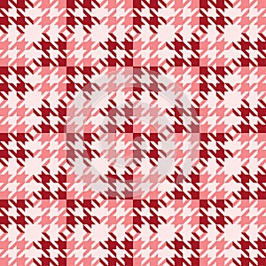 Houndstooth seamless vector red pattern or tile background.