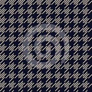 Houndstooth trendy pattern for fabric, wallpaper and tablecloths. Retro Hounds-tooth plaid geometry blue and beige