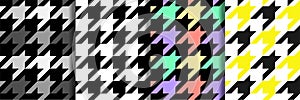 Houndstooth Vector Seamless Patterns Set. Repeat Textile Print