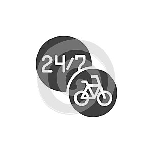 24-hour bike sharing service vector icon
