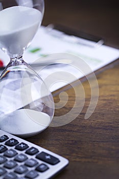 Hour glass presenting time concept
