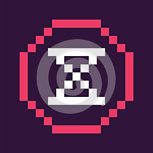 Hour Glass Time Icon in Pixel Style Retro Game