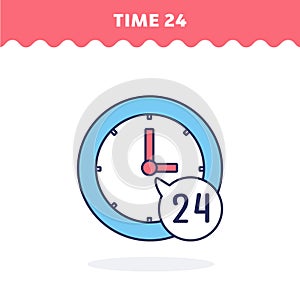 24 hour service icon, vector.