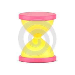 Hourglass 3d icon. Yellow retro timer with sandy countdown