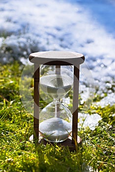 Hourglass as a symbol of climate change. Global warming