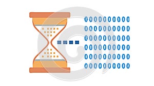 Hourglass with Binary Code, Time and Digital Data, vector design Generative AI