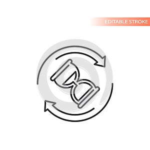 Hourglass in circle arrows outlined vector icon