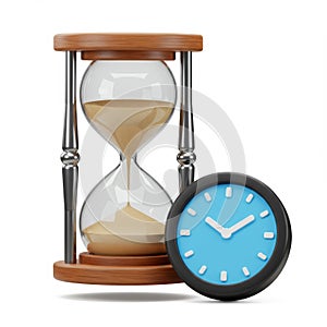Hourglass Clock Time Icon 3D Render On White BG
