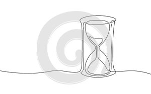 Hourglass continuous line time of life concept. Deadline present future past hours gone. Time stream flow value
