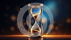 Hourglass on dark background. Concept of time passing. 3d rendering Generative AI